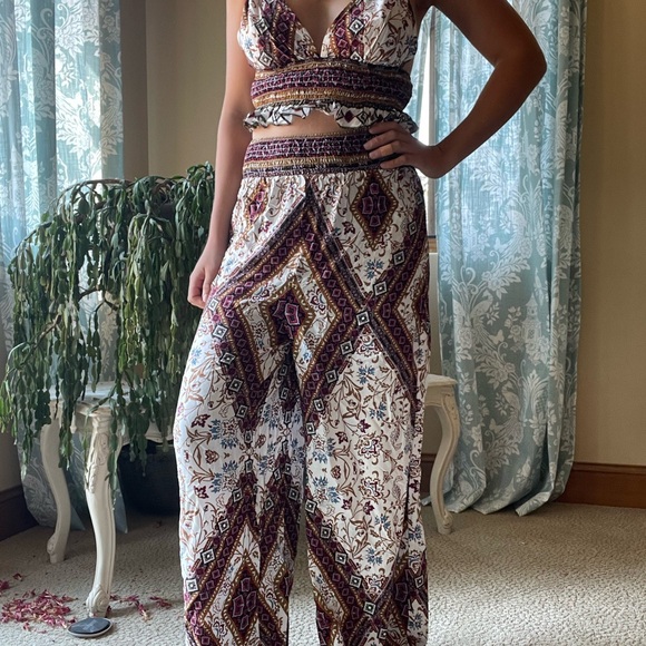 Boho Gypsy crop top and pants matching set - Picture 7 of 16